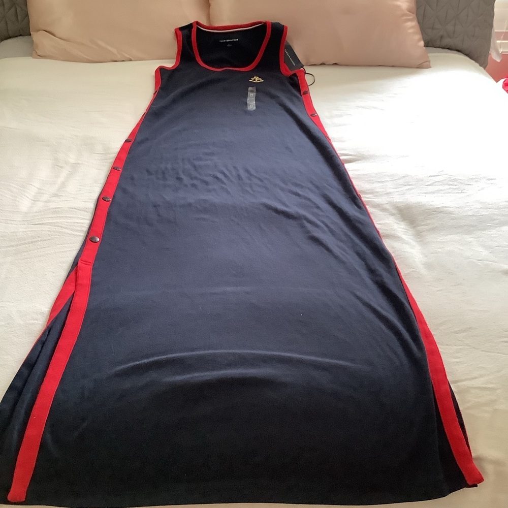 (NWT) Tommy Hilfiger Navy and Red Maxi Dress